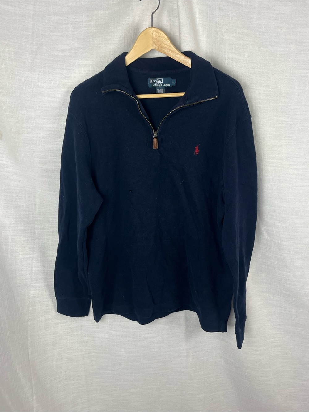 Polo Ralph Lauren Navy 1/4 Zip 100% Cotton Sweater Sweatshirt Men’s L